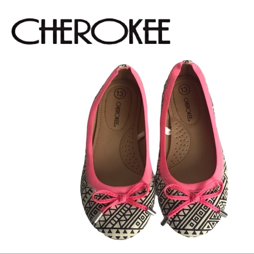 Cherokee Girls Canvas Pink & Black Flats